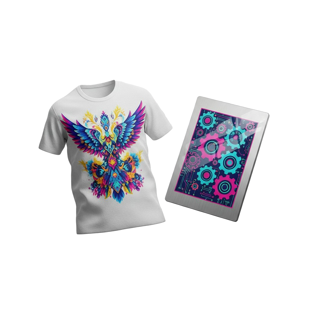 icone de exemplo de dtf textil e uv